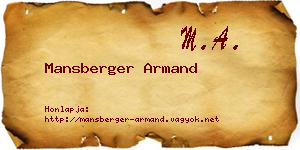Mansberger Armand névjegykártya